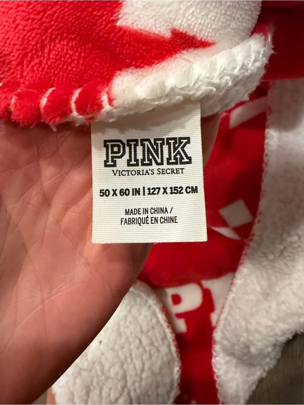 PINK Victoria's Secret Red & White Dachshund Plush Throw Blanket